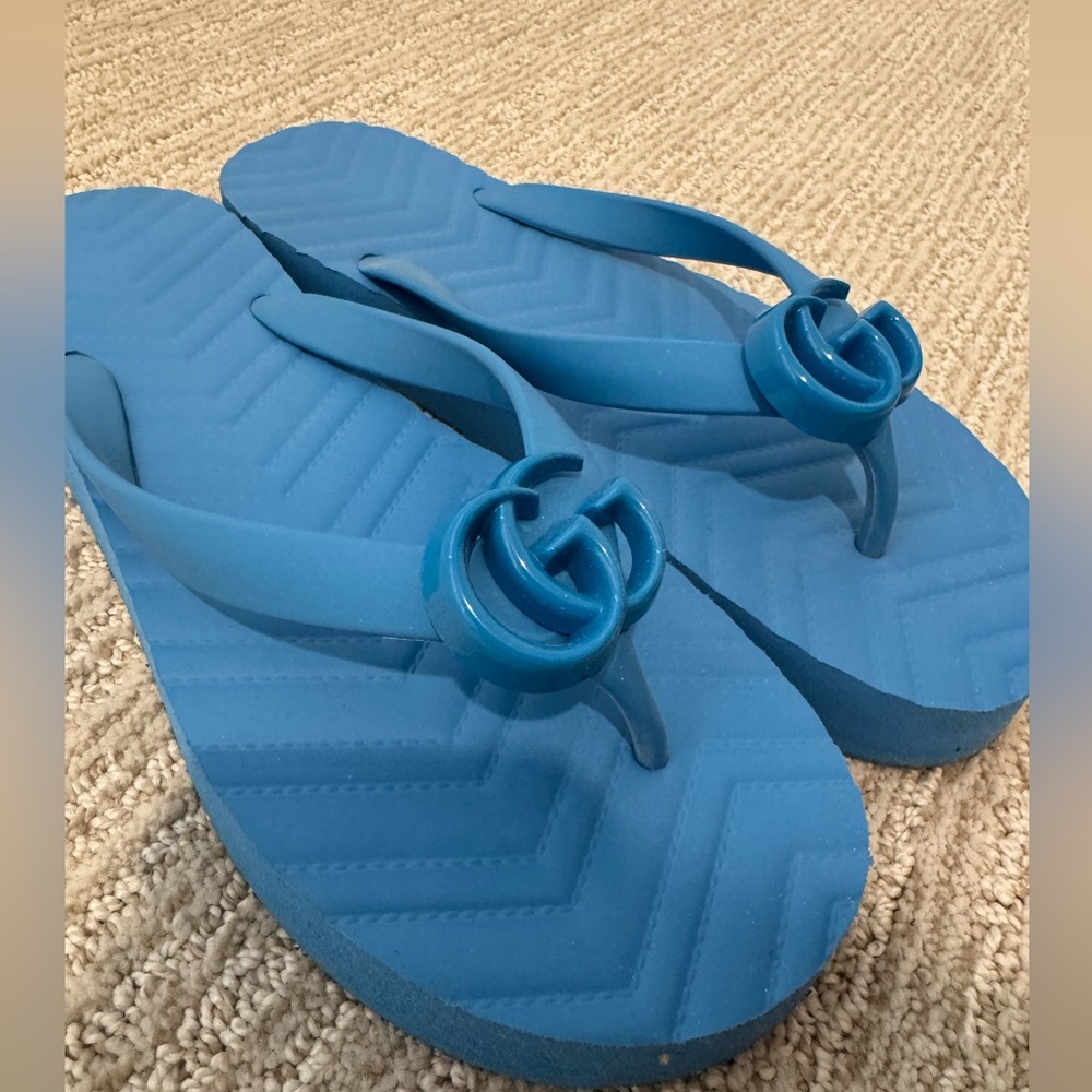 Gucci Blue Retro Platform Flip Flops